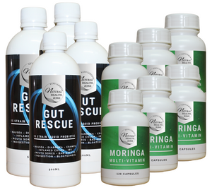 Month Pack for two : 4 x Gut Rescue Plus 6 x  Moringa Capsules (120)